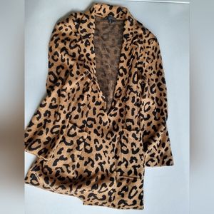 J. Crew Sophie Leopard Print Open Front Sweater Blazer